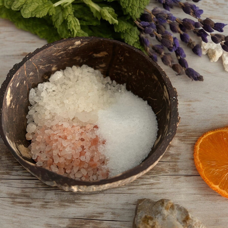 All Natural Mineral Bath Salts in Lavender, Sweet Orange and Peppermint