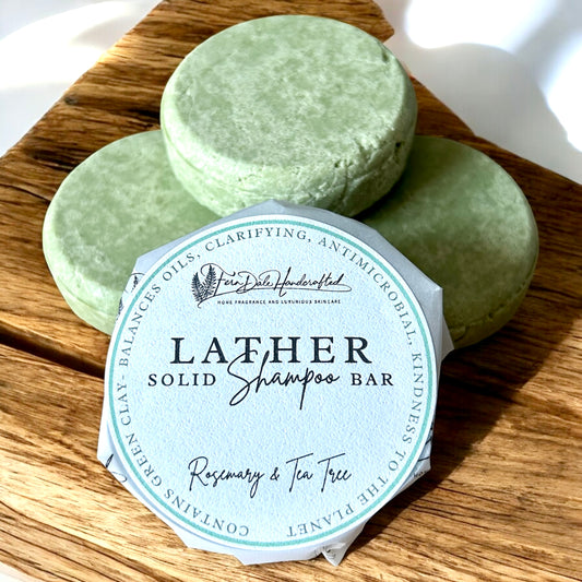 Lather Solid Shampoo Bar - Tea Tree & Rosemary with French Green Clay