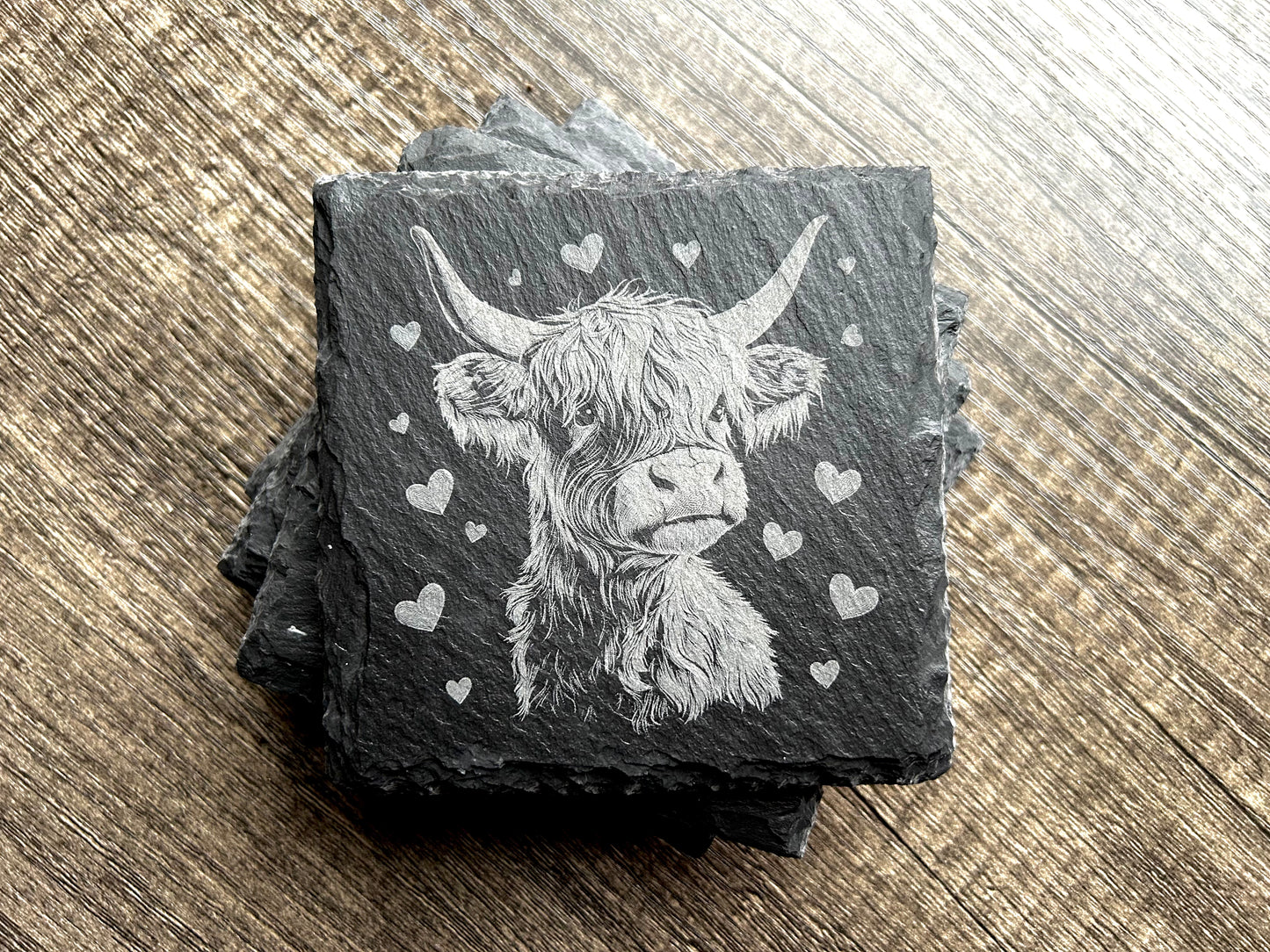 Laser Engraved Slate Coaster Set