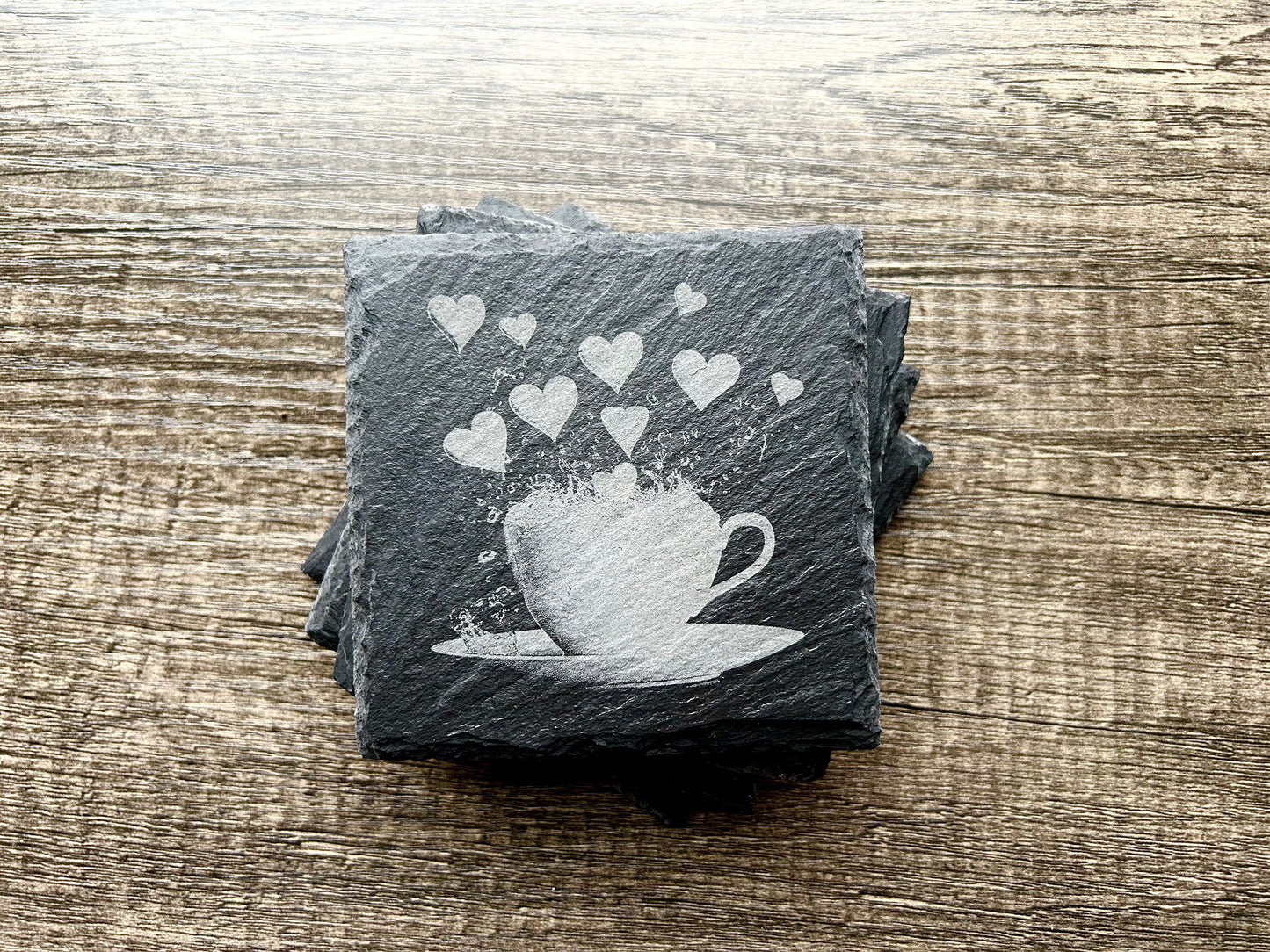 Laser Engraved Slate Coaster Set