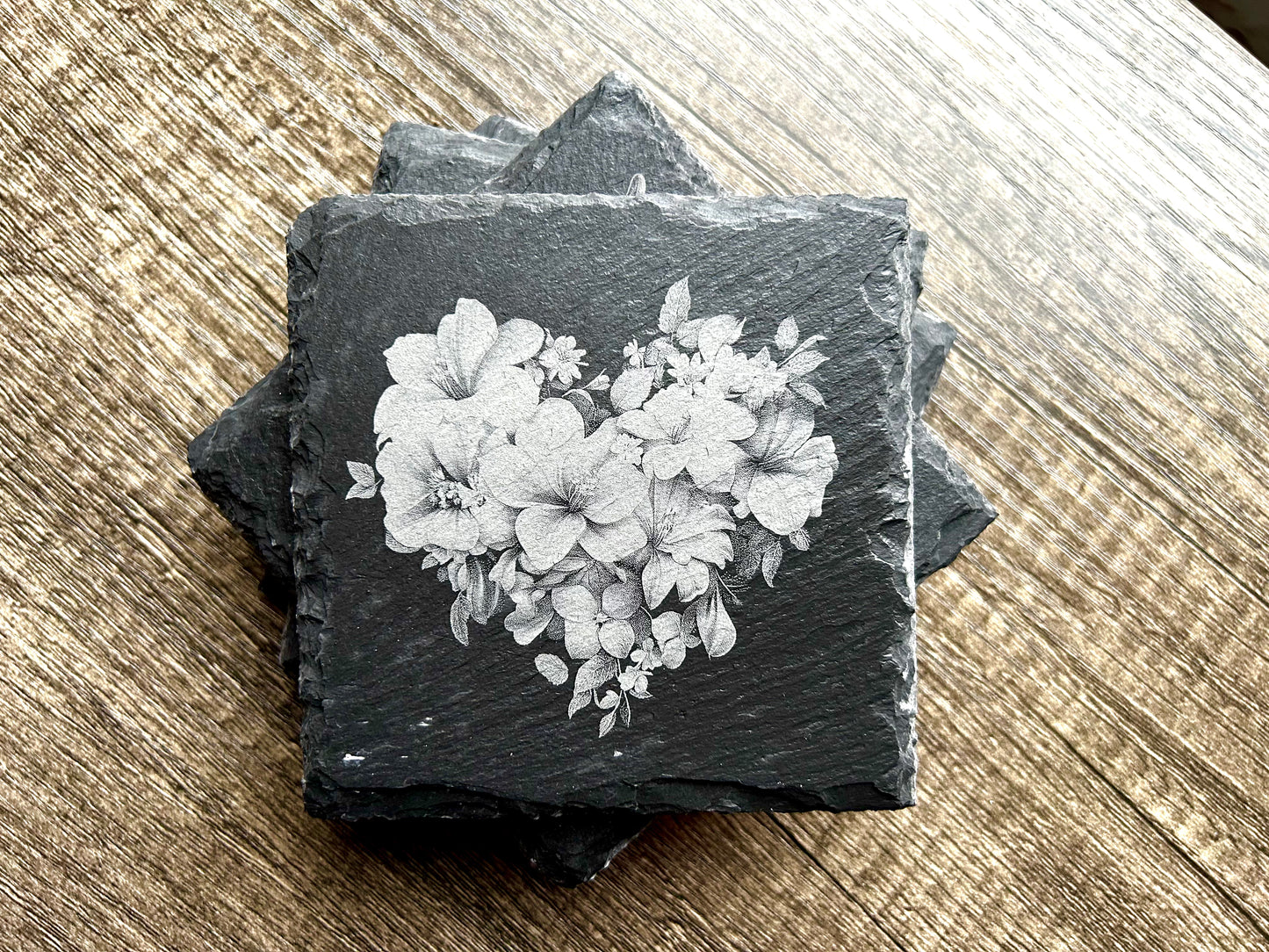 Laser Engraved Slate Coaster Set